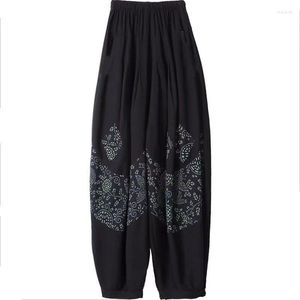 Pantaloni da donna 2023 Summer Female Loose Show Thin Wide Leg Ravanello Harun Cotton And Bloomers Stile nazionale Casual