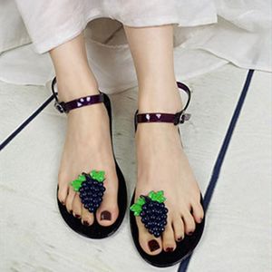 Sandaler Girls Clear Purple Orange Bee Buckle Strap PVC Jelly Shoes 36-41 25 cm fot Längd Summer Thongs Frukter Low Price Zoris