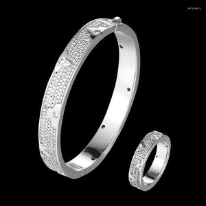 Halsband örhängen set vanifin lyxig utsökt delikat blomma armband med ringsmycken full zirkoniummikrobeläggning trendig mode st