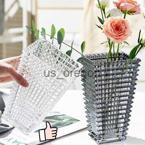 Vaser Bright Glass Vase Home Decorations Bright Crystal Glass Vase Dried Flowers Desktop Decoration Dekorativa redskap x0630