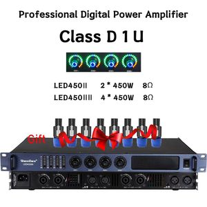 Mixer Amplificatore audio professionale 1u 2/4 canali Amplificatore di potenza digitale 450w per sistema di apparecchiature audio per karaoke domestico subwoofer DJ