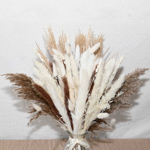 Fiori secchi Erba naturale Piccole code di coniglio Canna Soffici composizioni floreali Bouquet per la decorazione della casa di nozze