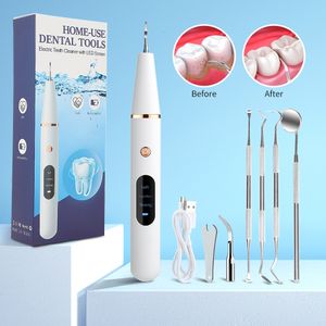 Outro removedor de tártaro dental elétrico ultrassônico dental para higiene bucal, ferramenta de remoção de manchas de placa de cálculo com LED 230629