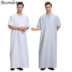 Beonlema arabiska islamiska hombre sommar korta ärmar thobe för män kaftan homme muslimska kläder abaya baju muslimska pria12556