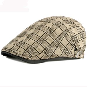 HT3013 Beret Men Women Spring Summer Hat Vintage Plaid Ivy Newsboy Flat Cap Unisex Breathable Sun Hat Beret Adjustable Beret Cap