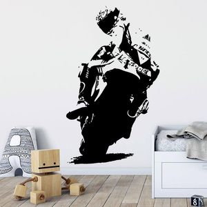 Ställer in Superbike Motorbike Racing Motorcykel Väggklistermärke Ross Scooter Autocycle Sport Wall Decal Kids Room Bedroom Vinyl Decor