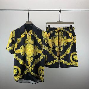 Camisas masculinas com estampa de tigre de flores casuais de botões manga curta camisa havaiana ternos verão praia camisas de grife M-3XL QW26