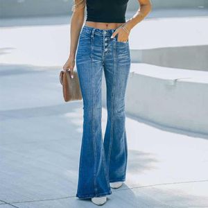 Kvinnors jeans mode högkvalitativ elastisk tunn smal sömnad nisch design sense street nattklubb trumpet denim byxor kvinnliga ins trend