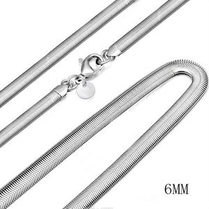 6mm platta ormkedjor pläterade 925 silverhalsband män kvinnor hip hop mode smycken 16 18 20 22 24 tum