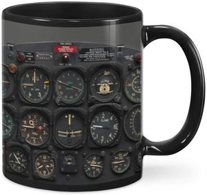 Mugs Pilot Indicator Funny Ceramic Coffee Mug Meter Aircraft Flight Deck Gifts For Men Women Kids Birthday Christmas Tea Cup 230629