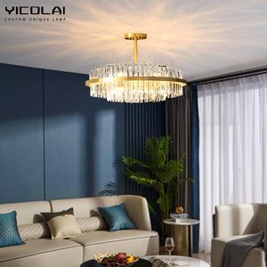 Ljuskronor nordiska moderna LED -kristalllampor hängande lampor för tak minimalistisk atmosfär sovrum vardagsrumslampa
