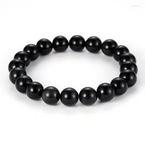 Strand 2023 Noble Trendy 6mm 8mm 10mm Bright Black Stone Bead Bracelet 3 Style WomenMen Classic Jewelry Pulseras Charm Gift