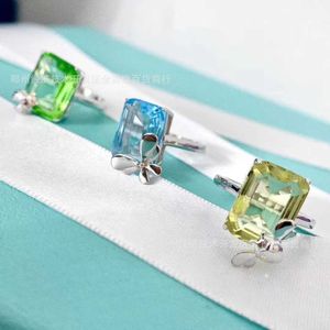 Brand charme tff Love Bugs Series Blue Butterfly Ring Green Crystal Ladybug