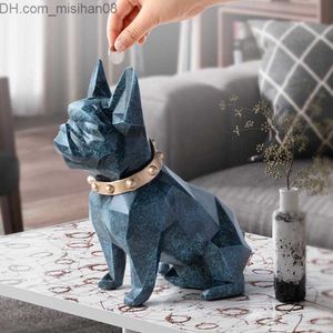 Novelty Items European Style Geometry French Bulldog Resin Statue Money Box Creative Home Decor Coin Storage Box Child Gift Piggy Bank WX3 T200619 Z230630