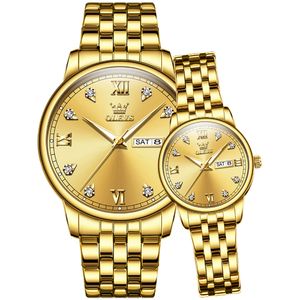 Luxury Couple Watches men High-quality Quartz watch for lovers Fashion Steel Large dial 41mm 29mm luminous men watch solid buckle gold watch Women with Gift box 5525