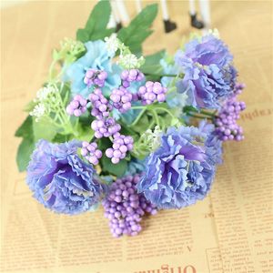 Fiori decorativi Fiore artificiale Seta Lilla Falso 7 forchette Accessori per la decorazione dell'anno domestico Festa di nozze Bouquet da sposa Materiale fai da te