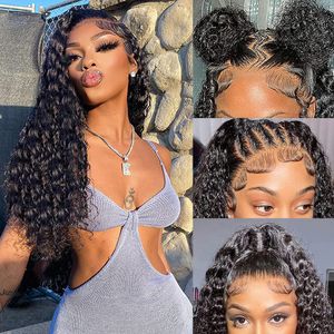 Curly Human Hair Wigs For Women 13x6 Spets Front Wig spetsstängning Wig HD Deep Wave Lace Frontal Wig