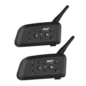 Kulaklıklar Intercoms V6 Pro Bluetooth Motosiklet Kask İntercom Kulaklık, 6 binici için 1200m su geçirmez BT Interphone Communicator