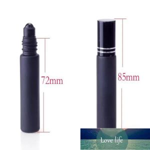 Wall Roll-on Bottles Essential Oil Perfume Bottle 10ml Black Glass Roll On Perfume Bottle With Obsidian Crystal Roller Thick