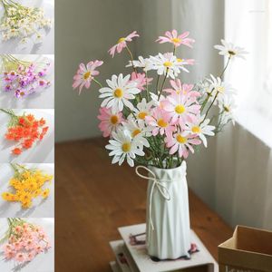 Decorative Flowers Set Of 5 Artificial Flower Silk Daisies Bridal Bouquet Vase Home Wedding Garden Decor Diy Gift Fake Plant Accessories