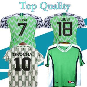 18 19 Nigeria Musa Retro camisas de futebol verde OKOCHA KANU BABAYARO UCHE WEST 94 96 98 camisa clássica de futebol