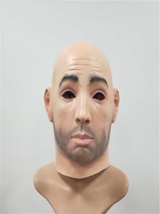 Nowy sztuczny mężczyzna Lateksowy maska ​​Kaptur Full Face Peruka ludzka skóra twarz Przebranie Kostium Halloween Realistyczny silikonowy mężczyzna Mask1793440