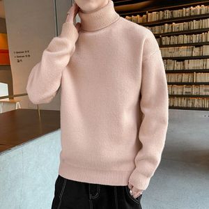 Męskie kamizelki mężczyzn luźne dzianiny pullover mody młodzieńczy witalność Turtleeck Sweater ciepłe swetry