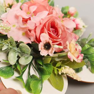 Dekorativa blommor Rose Plank Wreath Artificial Wreaths Frad Door Spring For Wedding Restaurant Bakgrundsfirande