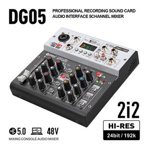 Guitar DG05 Audio Interface Sound Card med övervakning, studiokvalitet 24bit 192K, 5,0 BT för PC, Electric Guitar Live Recording, Singing