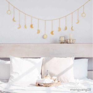 Other Home Decor Metal Round Piece Sun Moon Shape Hanging Decoration Photo Hang Ornament R230630