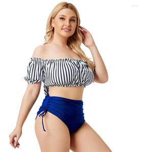 Costumi da bagno da donna 2023 Large Size 5XL Off Shouder Bikini Set Donna Costume da bagno a due pezzi Donna Vita alta Big 4XL Costume da bagno Bagnante