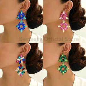 Dangle Earrings Rhinestone Long Chandelier Geometric Luxury Drop For Women Trendy Party Wedding Charms Jewelry Elegant Accessories Gift