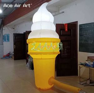 4m H新しいスタイルの巨大なインフレータブルアイスクリームデザートモデル中国で作られた屋外プロモーションのためのLEDライト付き