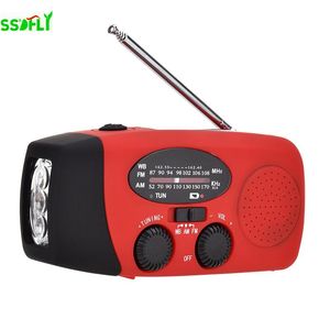 Radio 3 i 1 Emergency Charger Flashlight Hand Crank Generator avvecklar Solar Dynamo Powered FM/AM Radio Charger LED -ficklampa