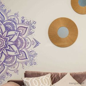 Altro Home Decor Half Decal Flower Sticker Headboard Lotus Yoga Meditation Decor Rimovibile Art Mural for Home R230630