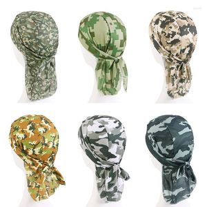 Berets 2023 Camo print piracka czapka dla mężczyzn Long Tail Head Scalia Oddychająca turban rower