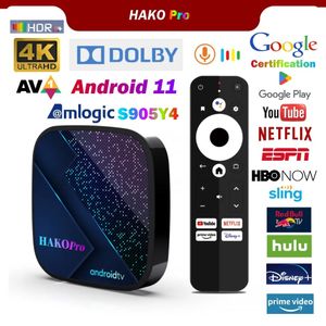 HAKO Pro TV KUTUSU Android 11.0 Dolby Amlogic S905Y4-B 2GB/16GB 4GB 32/64GB 100M LAN 2.4G+5G Çift Wifi BT5.0 4K HDR Akıllı TV Kutusu