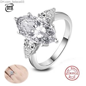 Med sidonstenar med sidogenor 925 Sterling Silver 4CT Marquise 816mm Luxury Diamond Aclanking Rings for Women Wedding Fine Jewelry Wholesale 230221 Z230630