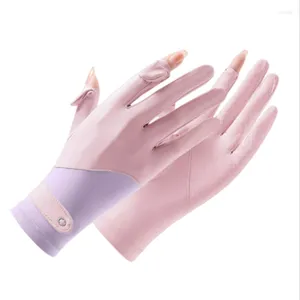 Cycling Gloves Summer For Women Anti UV Spring Ice Silk Two Finger Touchscreen Driving Non-slip Riding Fishing