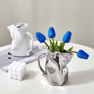 Vaser veckad papperspåse vas lyx vardagsrum dekoration keramiska ornament kreativa heminredning bord vas påskdekorationer x0630