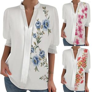 Bluzki damskie T koszule dla kobiety Rayon Tops Women Summer Fashion Stand Lets Fash Stand kołek na pół rękawie bawełnę