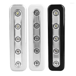 Lampade da tavolo 5 LED Touch Tap Luce notturna Led sotto l'illuminazione dell'armadio Sensore di movimento Armadio per scale Facile installazione Bastone sulla batteria