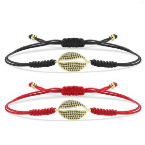 Braccialetti con ciondoli Bracciale con conchiglia in ottone di cristallo con zirconi cubici Donna Trendy Cute Ocean Animal Seashell Cordoncino rosso Macrame Summer Jewelry Gift