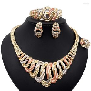 Necklace Earrings Set & Yulaili Designer Delicate Wedding Gold Color Choker Bracelet Ring For Marcasite Stre22