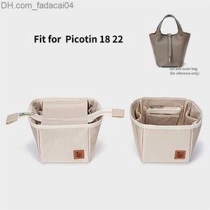 Cosmetic Bags Cases For H Picotin 18 22 Satin Purse Organizer Insert With Zipper For Tote Shaper Cosmetic Bags Portable Makeup Handbag Inner Pocket 220606 Z230701