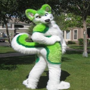 2018 nouveau costume de mascotte fursuit husky vert en peluche Taille adulte Halloween XMAS party Costumes182V