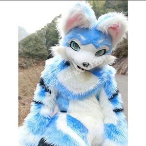 Long Fur Husky Dog Fox Suit Role Play Mascot Costumes Carnival Hallowen Gifts Unisex Adults Fancy Party Games Outfit Holiday Outdoor Advertising Outfit Suit