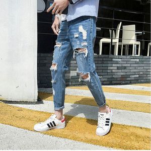 Männer Jeans Großhandel Frühling Herbst Zerrissene Große Loch Denim Männer Teenager Schlank Koreanische Gekratzt Bettler Hosen Dünne 230629