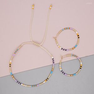 Colar Brincos Conjunto Go2BoHo Moda Verão Multicolor Miyuki Miçangas Simples Pulseira Argola Para Mulheres Jóias Presentes