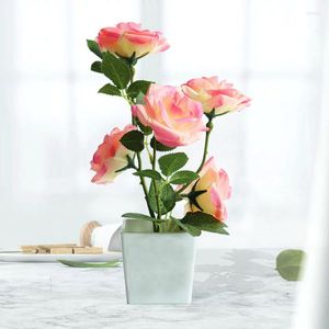 Kwiaty dekoracyjne 1PC Mini Portable Artificial Rose Fake Flower Plant Miniascape Pograph Prop Wedding Home